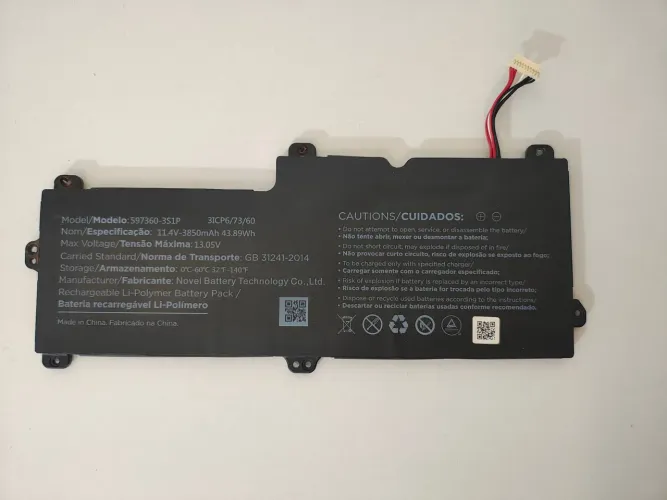 Bateria Original Notebook Positivo Vision i15 11.4V 3850mAh 43.89Wh Modelo 597360-3S1P