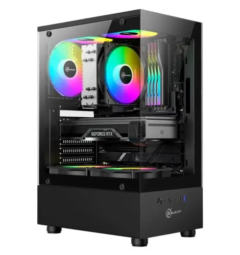 Gabinete Gamer Novo Frontal e Lateral em Vidro Temperado 3 Fans RGB Preto