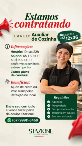 ?VAGA PARA AUX. DE COZINHA ?