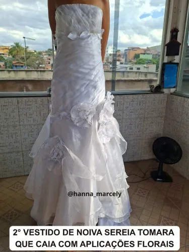 Vestido de Noiva Sereia Tomara que Caia com Aplicações Florais