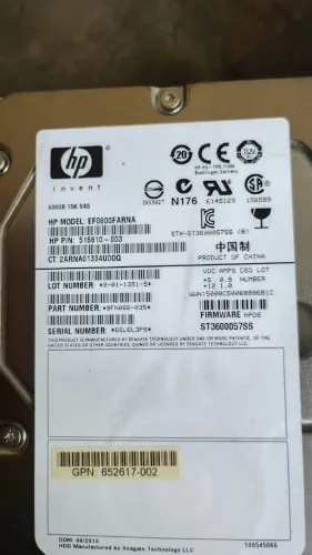 HDs Hp 600gb 15k Hp pn: 516810-003