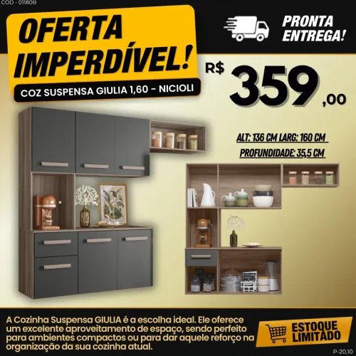 Armário de cozinha Giulia - ENTREGA IMEDIATA