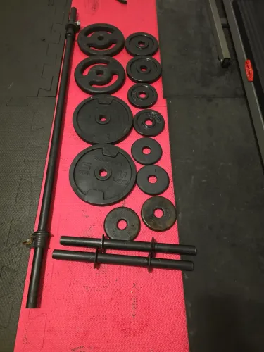 Conjunto de treino, barras e anilhas
