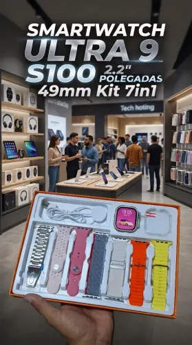 SMARTWATCH ULTRA 9 S100 2.2" POLEGADAS 49mm 7in1 (ROSA)