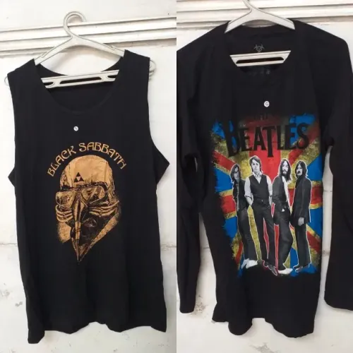kit 2 camisas Black Sabbath Beatles