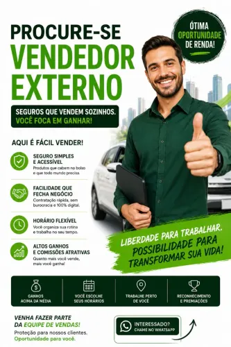 PROCURA-SE VENDEDOR(A) EXTERNO(A) - SEGUROS AUTOMOTIVOS