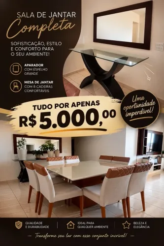 Mesa 8 cadeiras com aparador e espelho