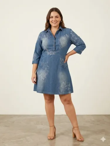 Vestido JEANS importado acinturado Tam 44