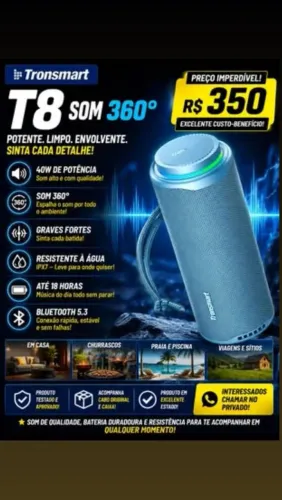 Caixa de som tronsmart t8 40w rms
