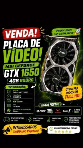 Vendo placa de vídeo GTX 1650