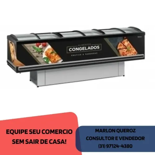 Ilha de Congelados Vidro Curvo Preta 3M Gelopar
