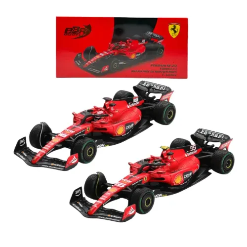 Dupla miniaturas Ferrari Fórmula 1 2023 CArlos Sainz 55 e Charles Leclerc 16 GP de Mônaco
