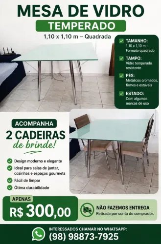 Mesa de vidro quadrada