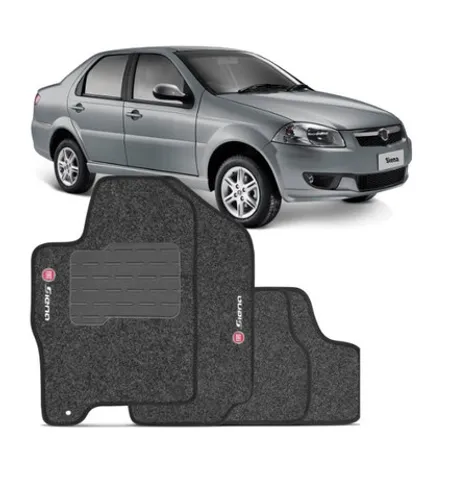 Jogo Tapete wave Fiat siena todos Preto Personalizado Com Logo Bordado 4pcs
