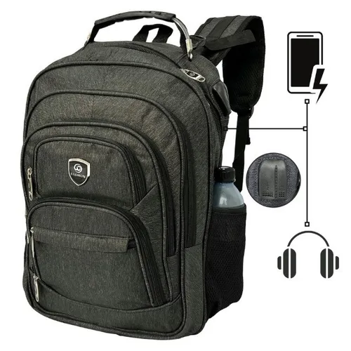 Mochila Cabo de Aço Reforçada Impermeavel Usb/Fone Notebook