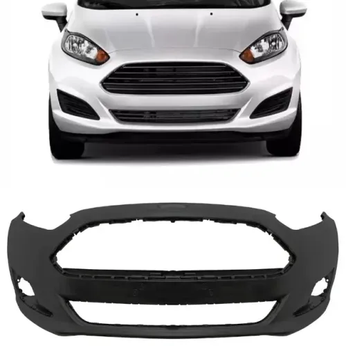 Parachoque Ford New Fiesta 2014 à 2017 - Furo Farol Auxiliar - Preto Liso - TYG