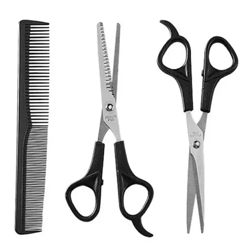 Kit 2 Tesouras Reta E Dentada com Pente cortar cabelo promoção 