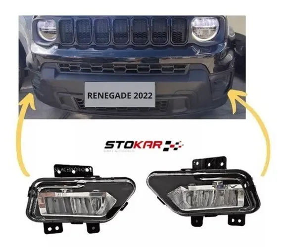 Kit Farol de Milha LED Jeep Renegade 2022 Botão Modelo Original