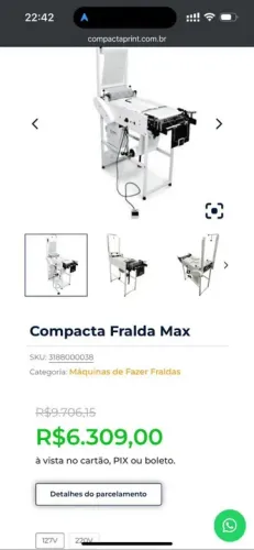 Oportunidade 2500 Fazer Fraldas Compacta Fralda Max