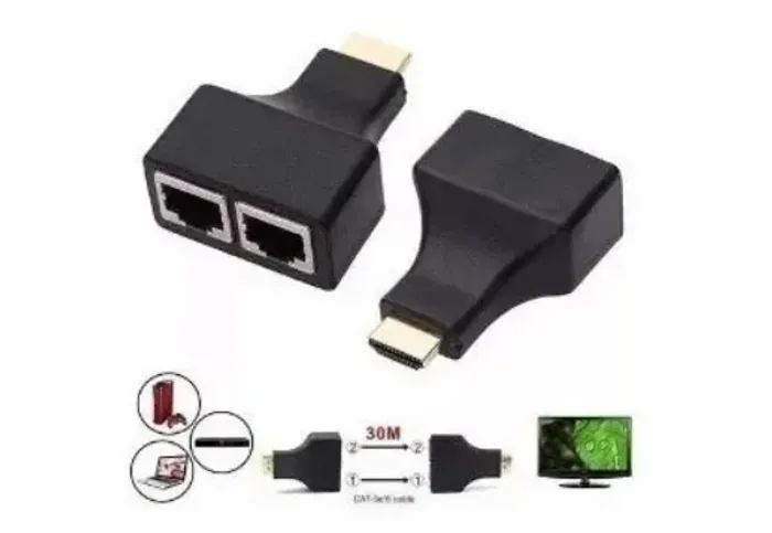 Repetidor Extensor De Sinal Hdmi 30 Ate 30m Via Rede Rj45 Arduino Automação COD-CP427  