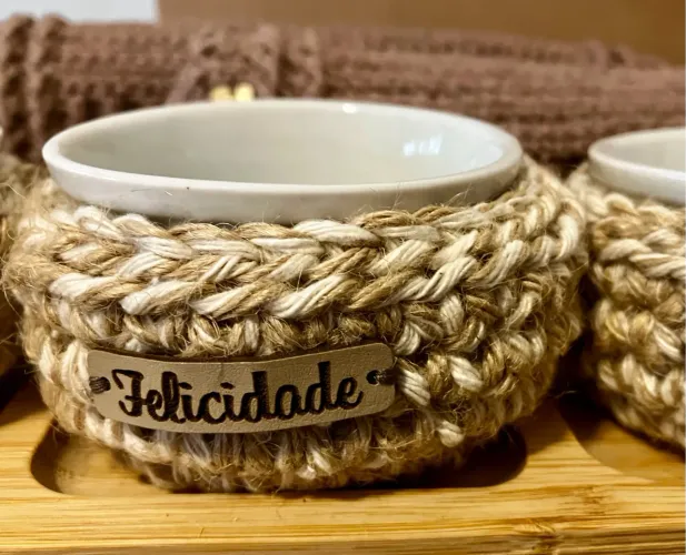 Kit Ramekins Temperos e Jogo Americano em Crochê - Para Presentear no Natal