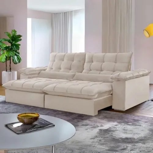 Sofá Retrátil e Reclinável Malva Molas Ensacadas e Bonnel  2,30m tt76