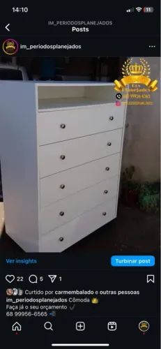 Cômoda branca 5 gavetas