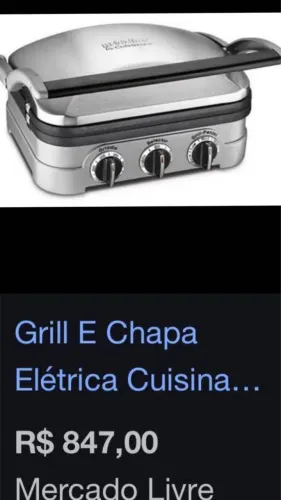 Grill e chão elétrica cuisinart