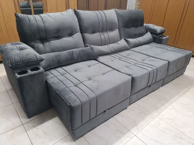 Sofá retrátil reclinável D33 molas ensacadas grande 