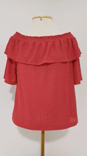 Blusa Off Shoulder Renda Vermelha - Cortelle Renner