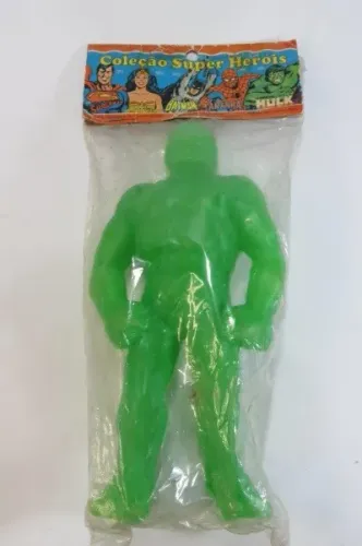 BRINQUEDO ANTIGO de PLÁSTICO BOLHA - BONECO do INCRÍVEL HULK - Coleção Super Heróis 1983 -