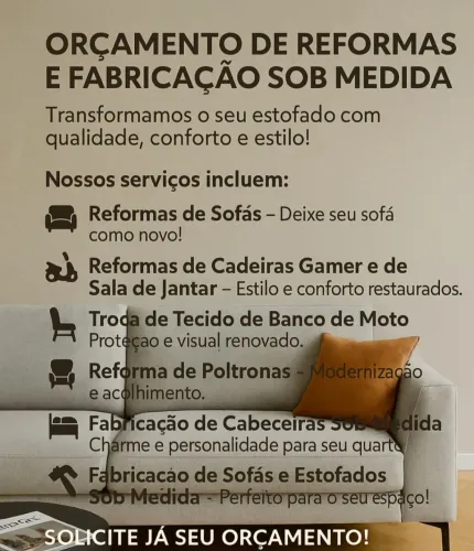 Tapeçaria Fabricação de sofás sob medida e reformas