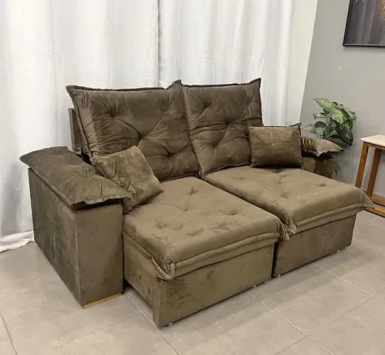 Sofá Retrátil Reclinável 2,00cm Molas Espuma D28 Confortável e Elegante