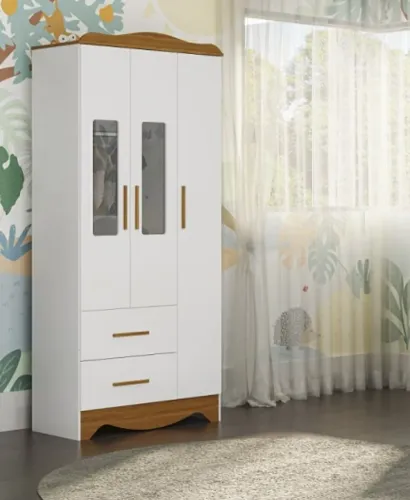 Guarda Roupa Infantil 3Ptas 2Gavetas 100% MDF 93Cm. Produtos Novos Direto de Fábrica.