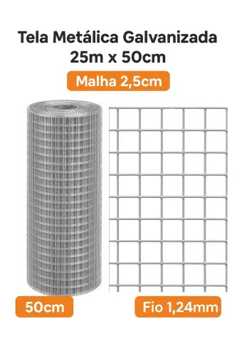 Tela metálica galvanizada (25m x 50cm)