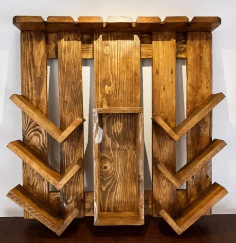 Adega rústica decorativa 6 lugares para taças e garrafas POR ENCOMENDA