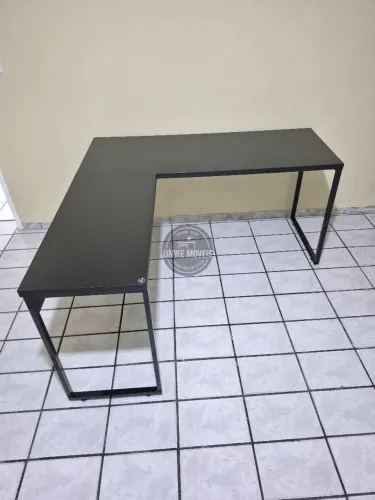 Mesa industrial escritório 1.50x1.50 NOVA preta, EM L