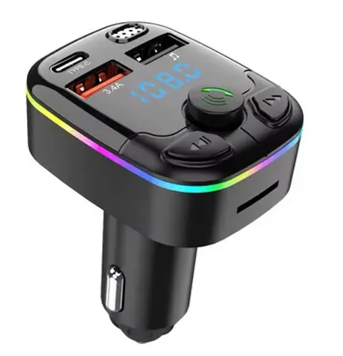 Carregador Adaptador Bluetooth Transmissor FM automotivo, Tipo-C, Dual USB, Mp3 z1188