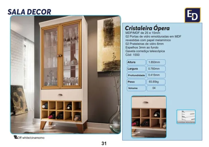 Cristaleira Ópera - Elegância e Organização