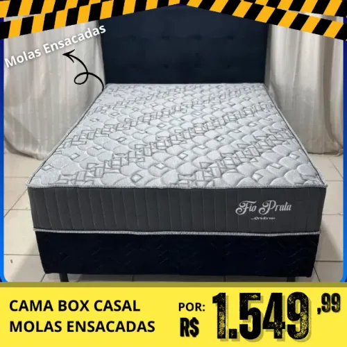 Cama Box Casal Molas Ensacadas Fio Prata