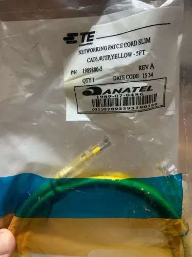 Cabo de Rede Patch Cord AMP 1,5m CAT6 Amarelo