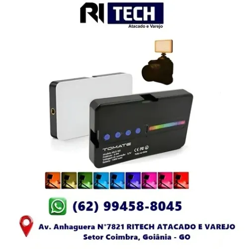 Luz de vídeo LED RGB Mini Luz de Preenchimento Colorida para Câmera 6.5W 6.500K