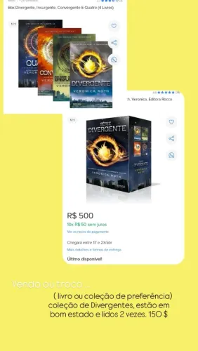 Coleção Divergentes ótimo estado, lidos apenas 1 vez