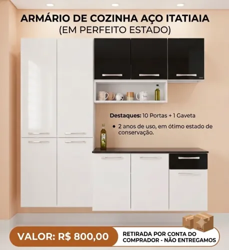 Armário de Cozinha Aço Itatiaia (EM PERFEITO ESTADO)