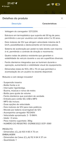 Quadriciclo infantil Bandeirante
