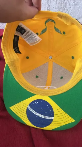 Boné Mercedes F1 Gol Brasil L. Hamilton Aba reta Amarelo