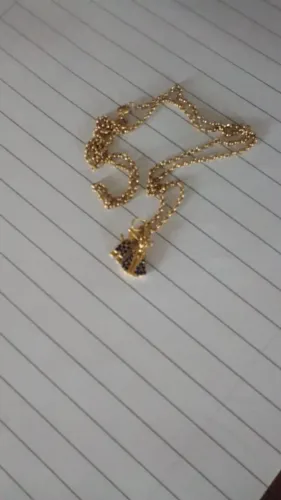 Corrente de Ouro 18k com 2 pingentes em Ouro 18k e Zircônia
