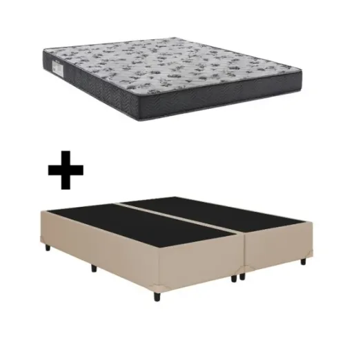CAMA BOX BIPARTIDA CORINO BEGE ALTO NÍVEL + COLCHÃO ISO 100 D33 ORTOBOM