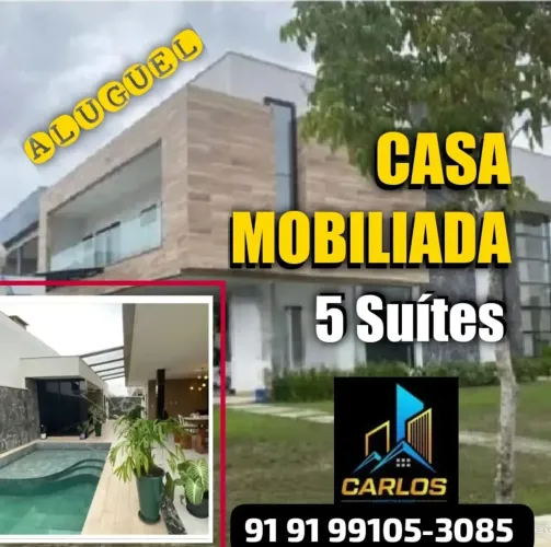 Casa TOP mobiliada para aluguel tem 500 m2 com 5 suítes e piscina em Parque Verde - Belém