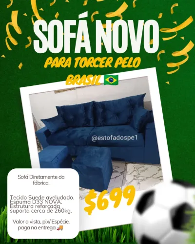 Sofá novo para torcermos para o Brasil